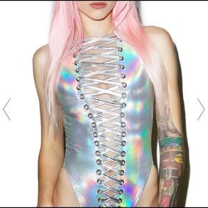 Dollskill lace up silver suit